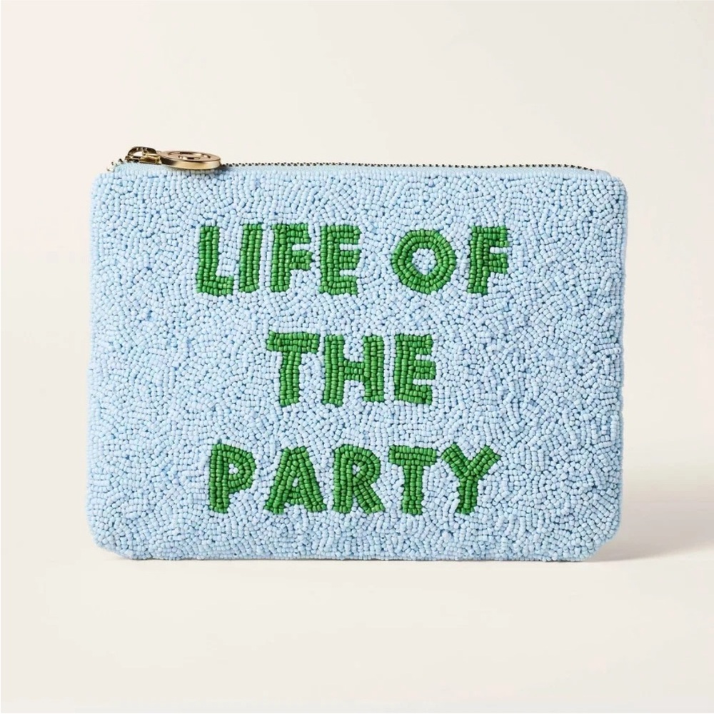 BNWT Kate spade x target life of the party beaded clutch blue green seed beads